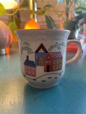 Vintage Newcor “Our Country” Village Stoneware Coffee Mug #6004